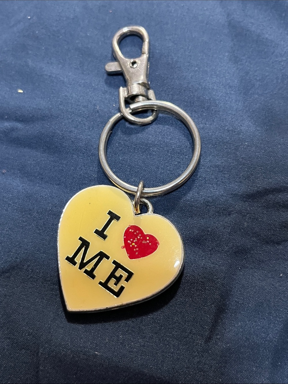 Yellow Heart Key & Card Holder Charm with Red Heart Accent
